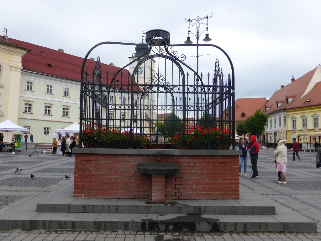 Simbolinis Sibiu fontanas ir pavėsinė